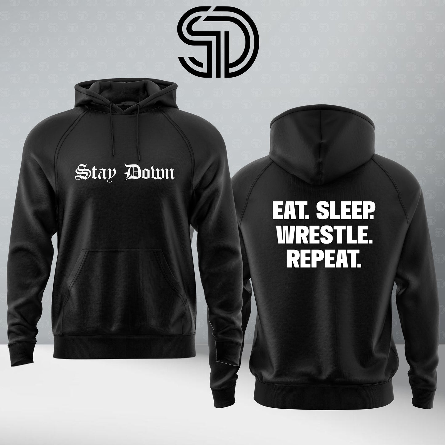 Eat. Sleep. Wrestle. Repeat. Embroidered Hoodie