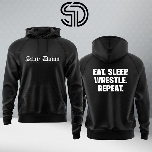 Eat. Sleep. Wrestle. Repeat. Embroidered Hoodie