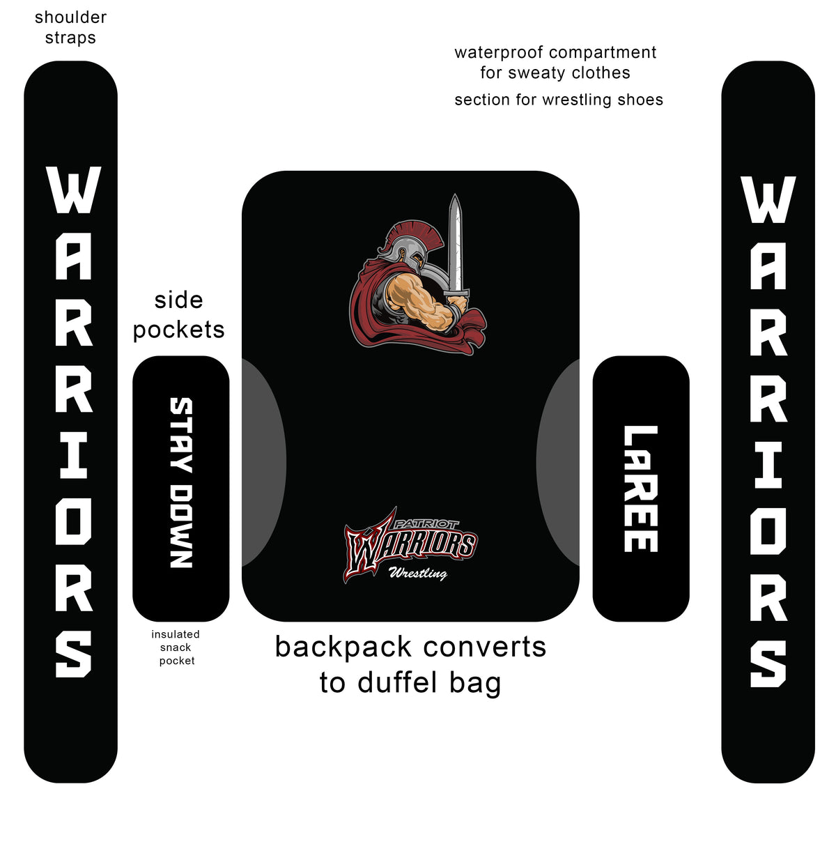 PHS CUSTOM backpack LEAVE YOUR WRESTLERS NAME AT CHECKOUT